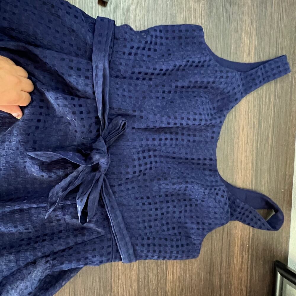 Anne Klein AK Blue Textured Fit Flare Dress Women’s Size 8 - Picture 8 of 8